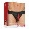 Ouch! Harness Jockstrap avec Zip Striped Front Noir-Rouge